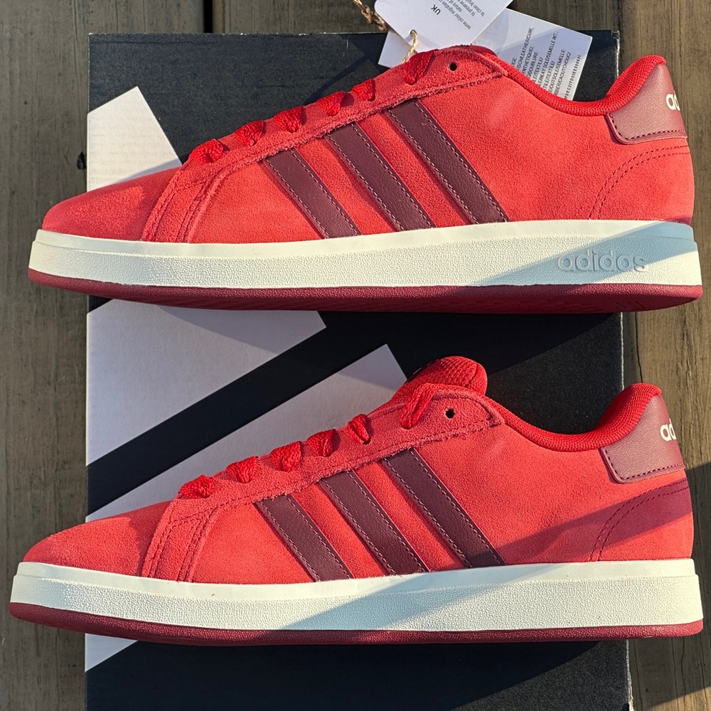 Adidas Grand Court 00s Red Low Casual Sneaker Unisex Youth GS 4Y | 5Y | 6Y NEW - Picture 7 of 8